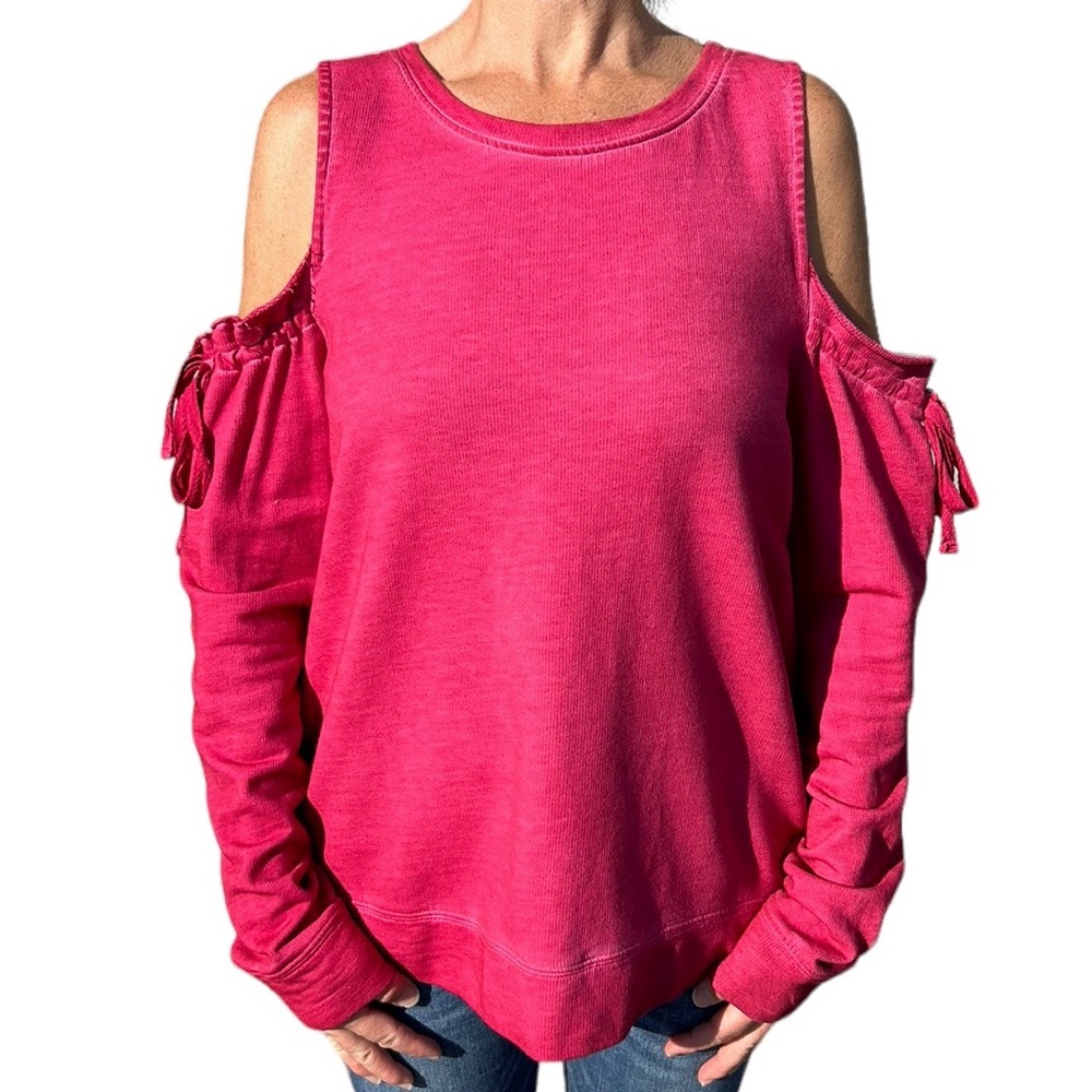 Sanctuary Anthropologie Parkside Cold Shoulder Camellia‎ Sweater Pink S